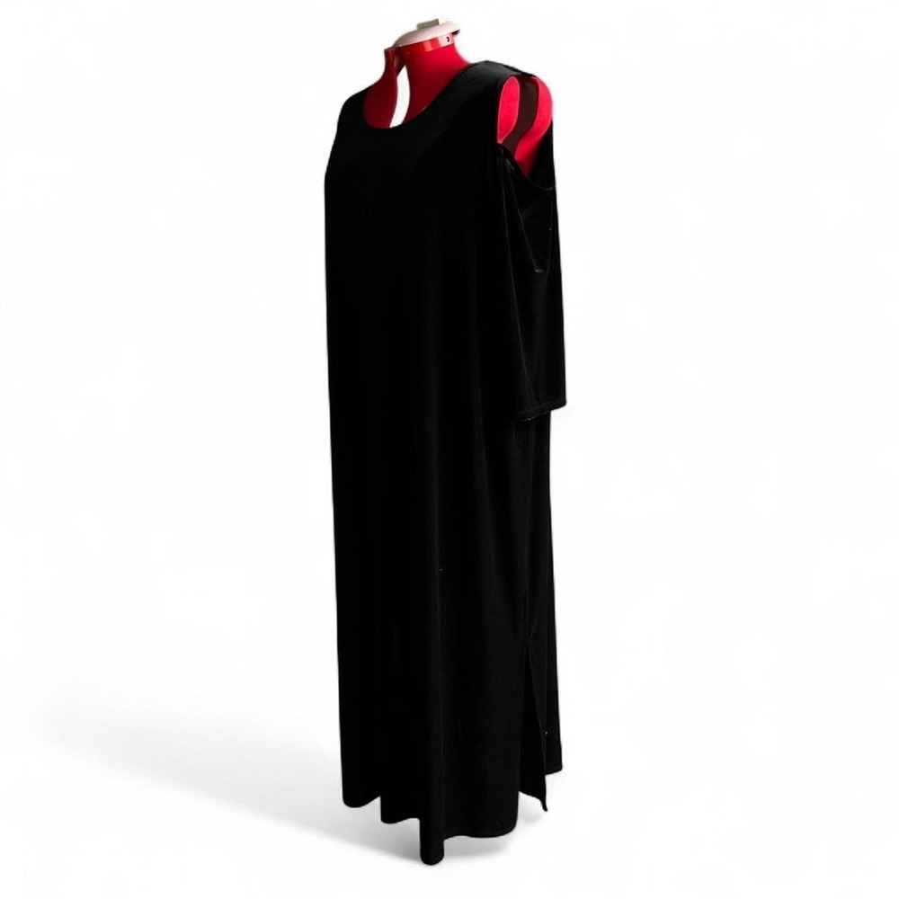 Catherine's Black Velvet Cold Shoulder Maxi Dress With Side Slits NWT